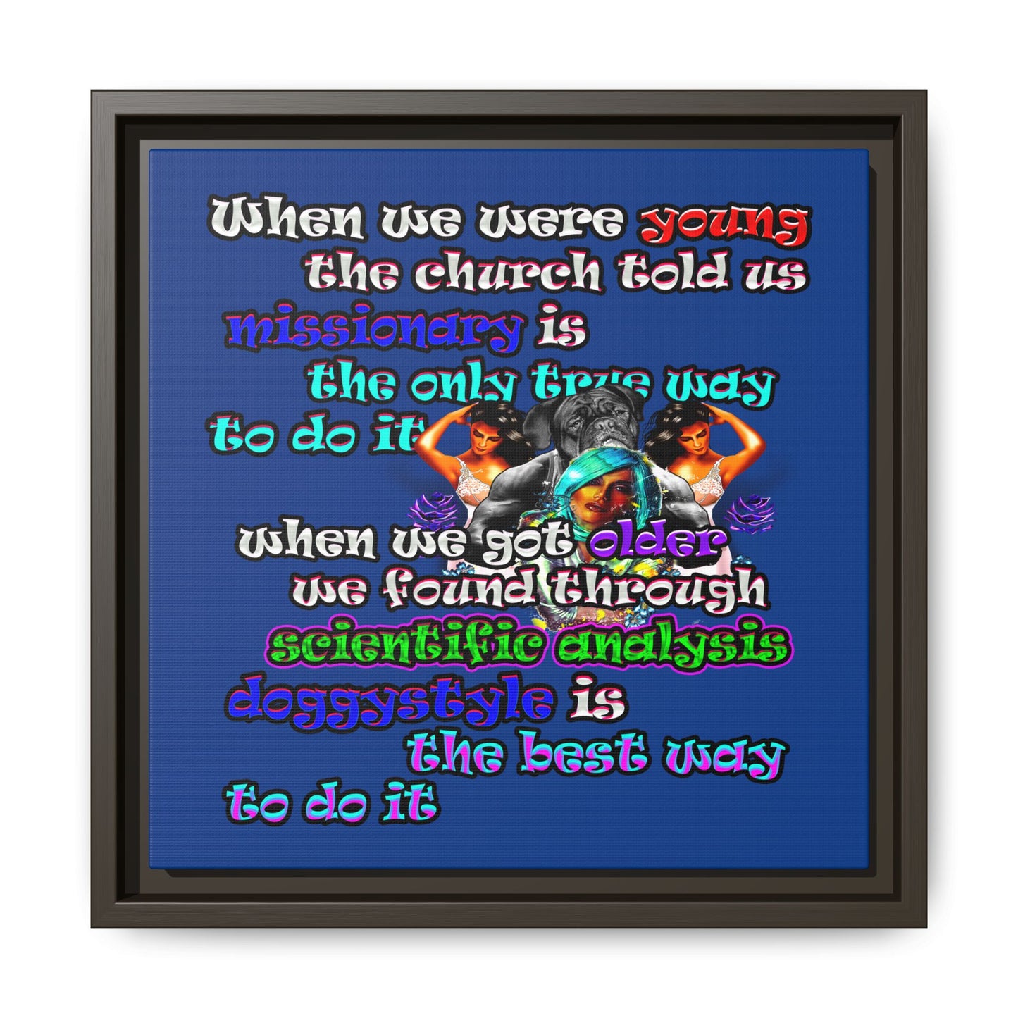 doggystyle - framed canvas art (dark blue)