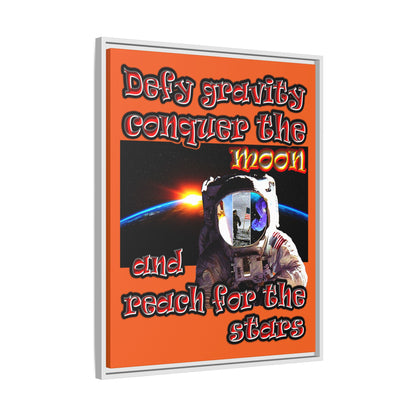 defy conquer reach - framed canvas art (orange)