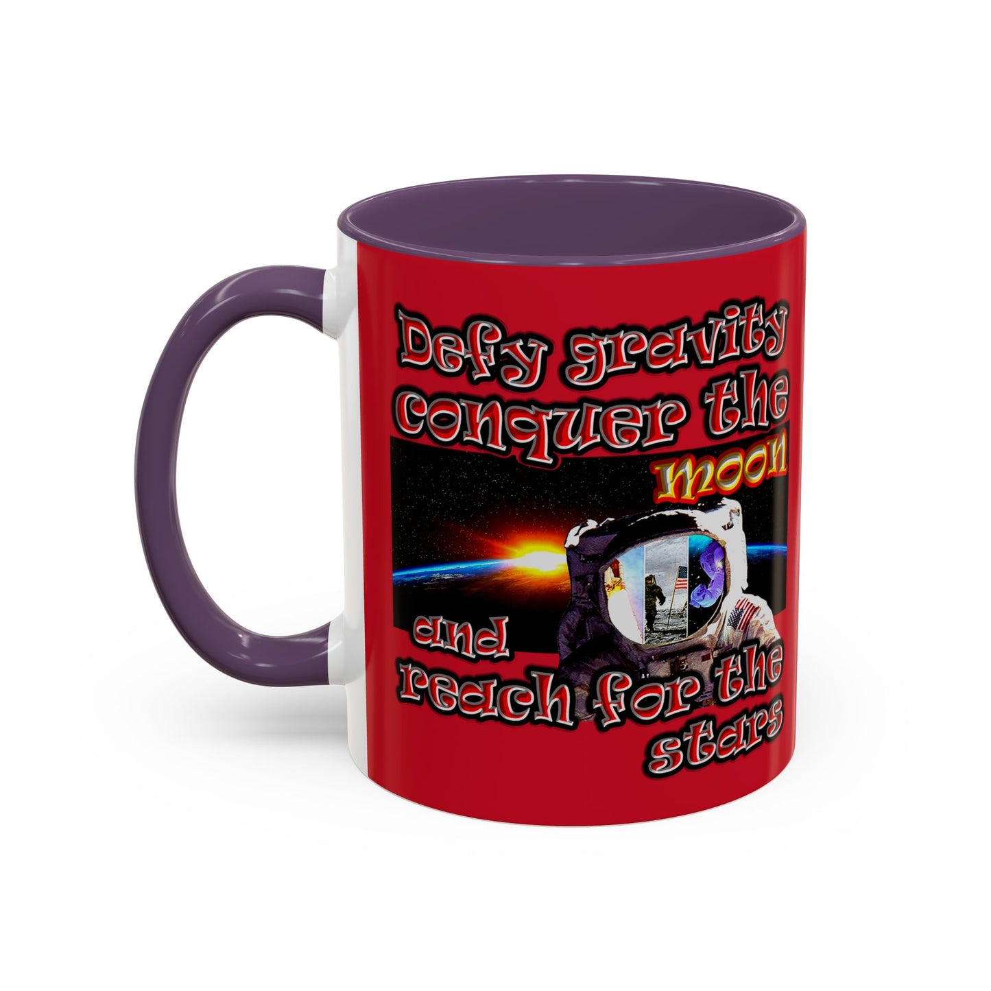 defy conquer reach - Accent Mug (dark red)
