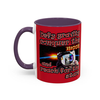 defy conquer reach - Accent Mug (dark red)
