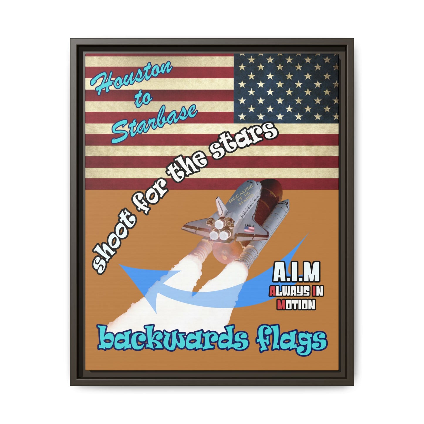 shoot for the stars - framed canvas art (light brown)