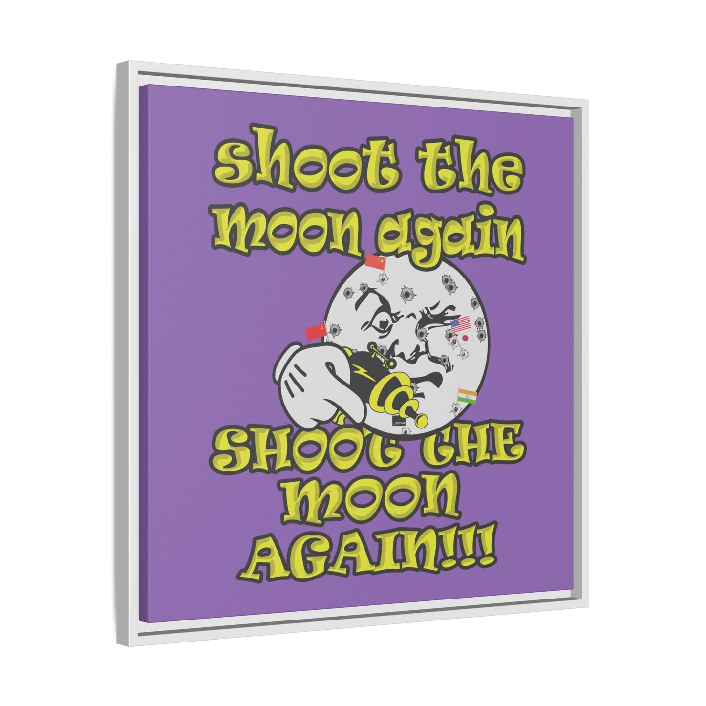 shoot the moon again - framed canvas art (light purple)