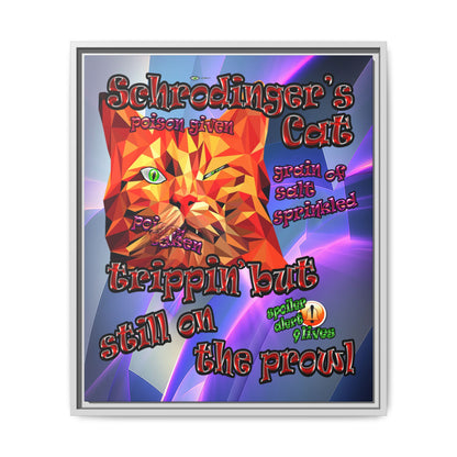 schrodinger's cat - framed canvas art (grey-pink wave)