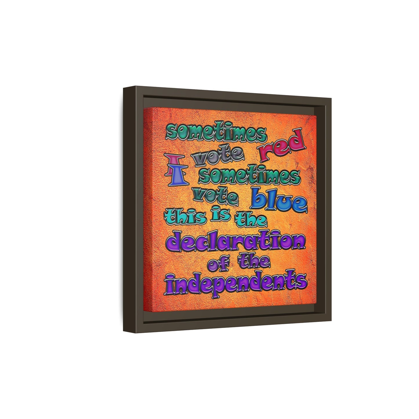 declaration of the independents - framed canvas art (burnt orange)