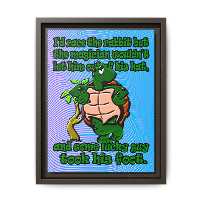 turtle race - framed canvas art (light blue-purple wave)