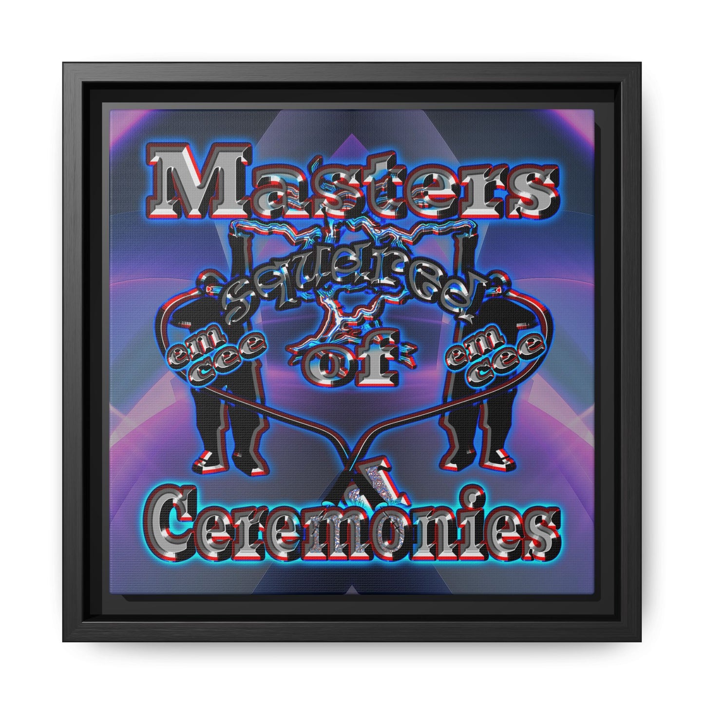 em cee squared - framed canvas art (grey-pink wave)