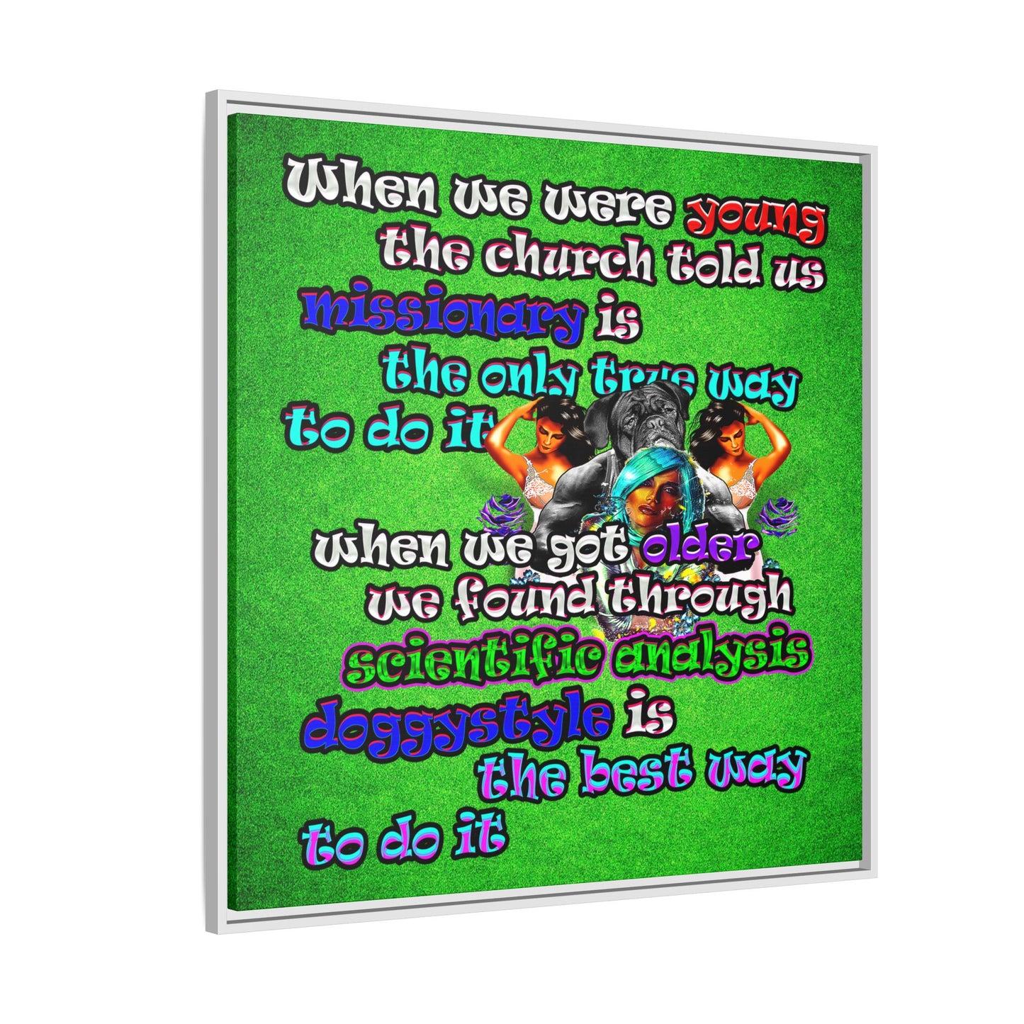 doggystyle - framed canvas art (green turf)