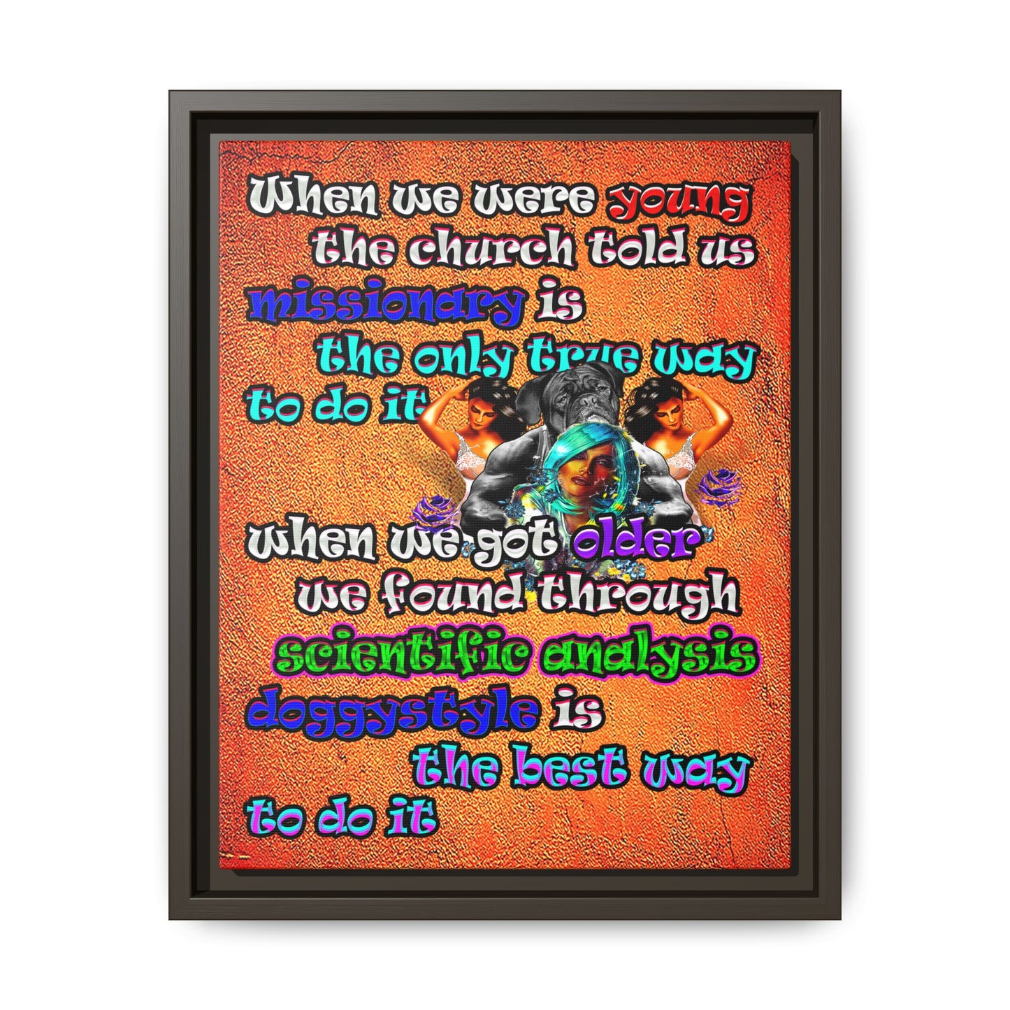 doggystyle - framed canvas art (burnt orange)