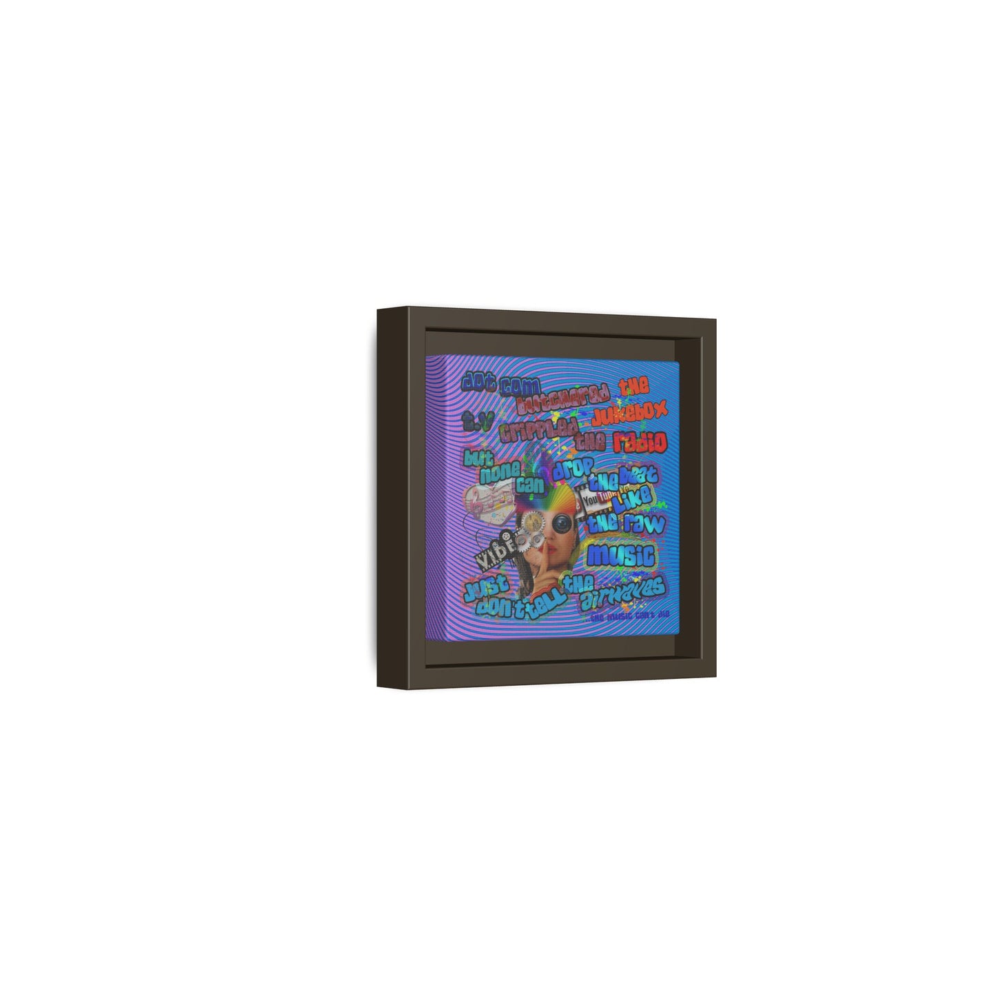drop the beat - framed canvas art (light blue-purple wave)