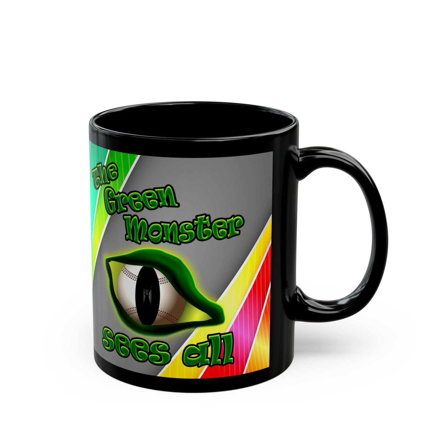 green monster - Black Mug (rainbow split)