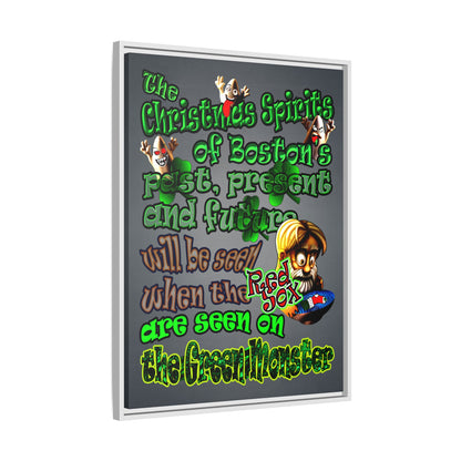 christmas spirits of boston - framed canvas art (grey-light grey)