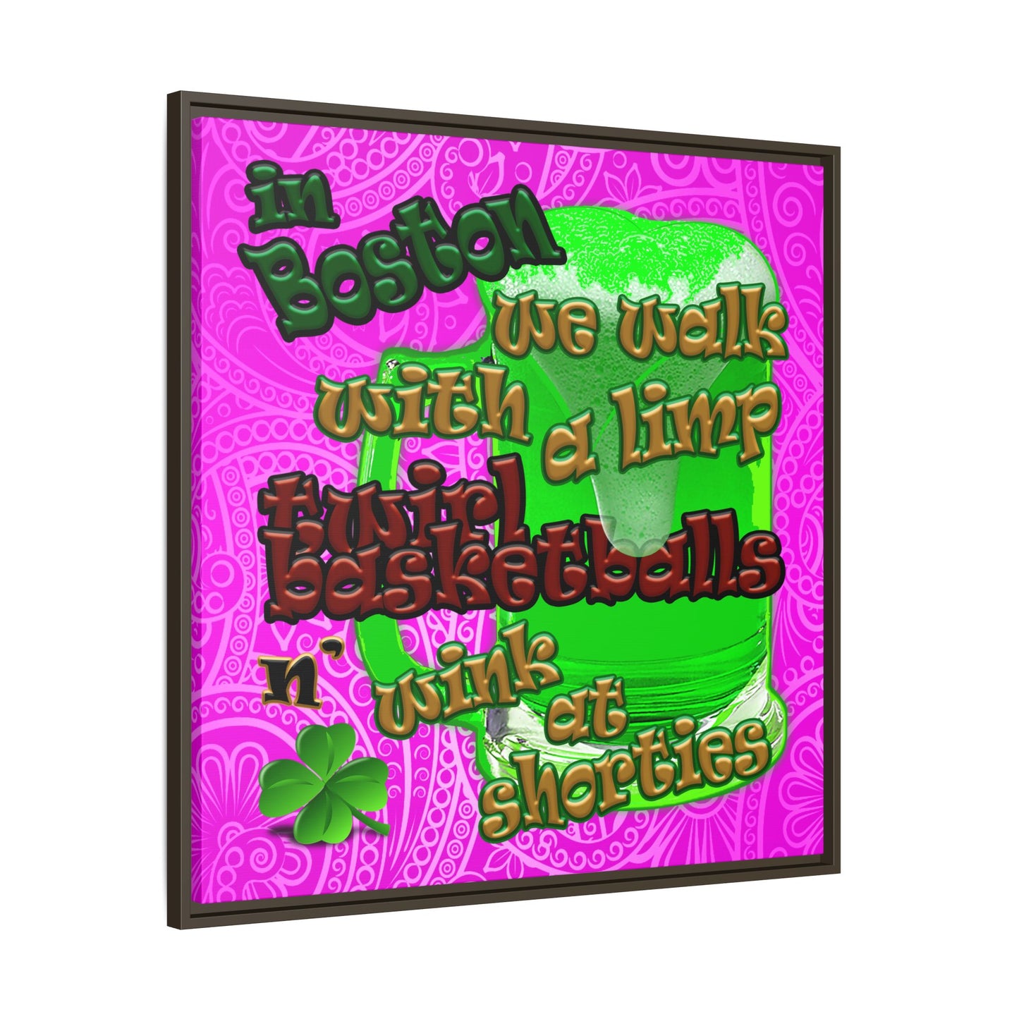 celtics logo - framed canvas art (pink swirl)
