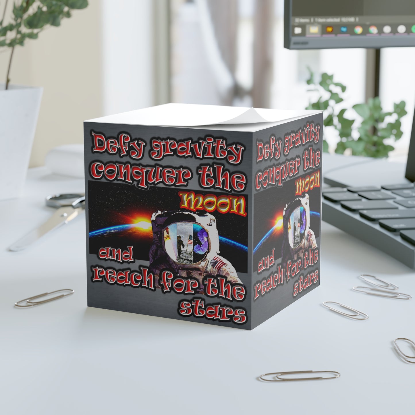 defy conquer reach - note cube (grey-light grey)