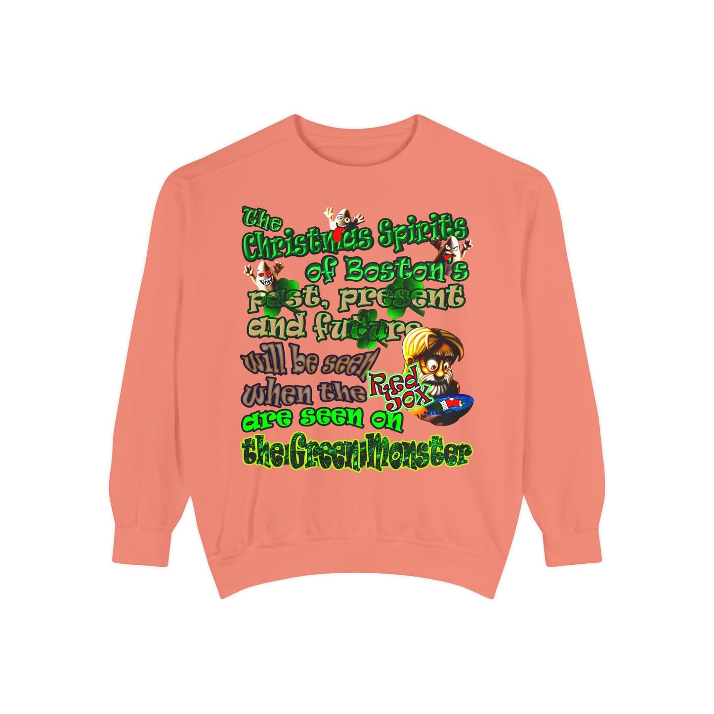 christmas spirits of boston - Unisex Garment-Dyed Sweatshirt