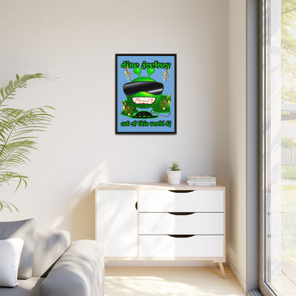disc jockey - framed canvas art (light blue)