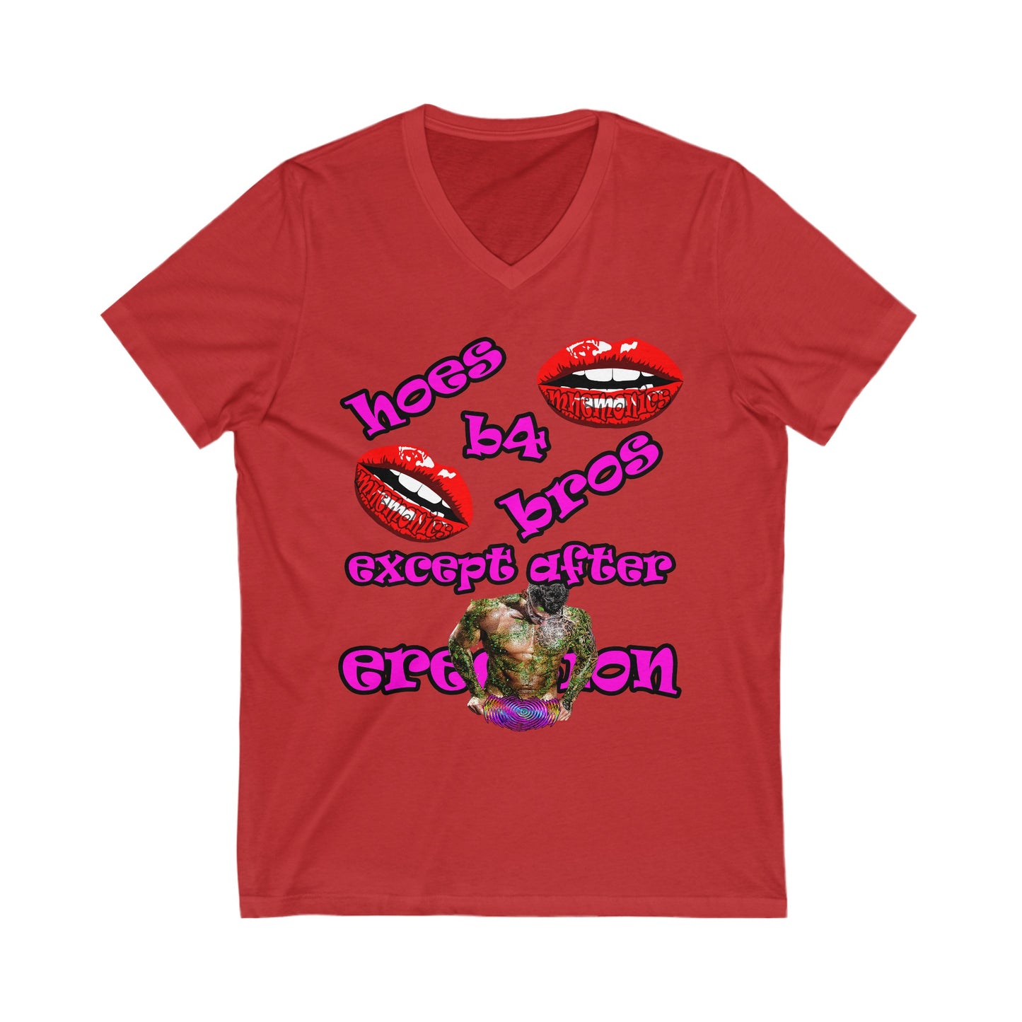hoes b4 bros - Unisex Jersey Short Sleeve V-Neck Tee