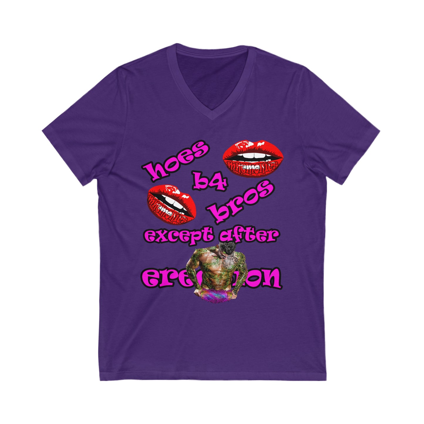 hoes b4 bros - Unisex Jersey Short Sleeve V-Neck Tee