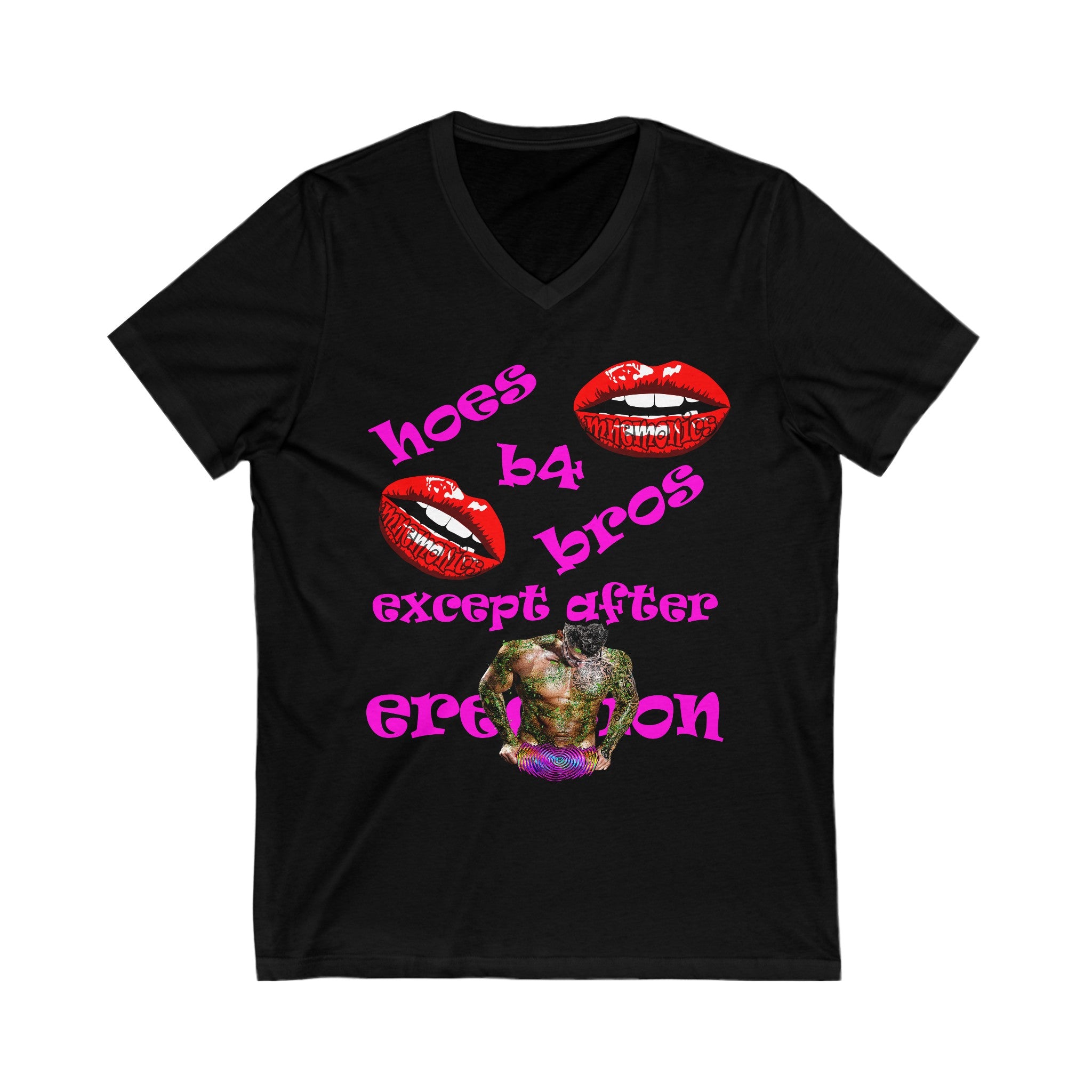 hoes b4 bros - Unisex Jersey Short Sleeve V-Neck Tee