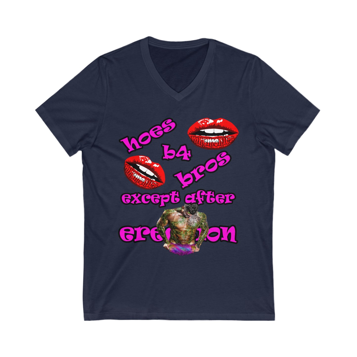 hoes b4 bros - Unisex Jersey Short Sleeve V-Neck Tee