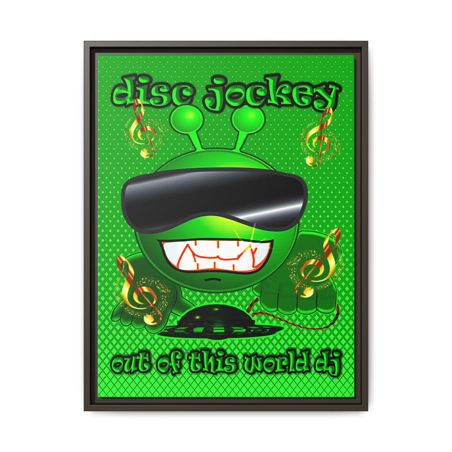 disc jockey - framed canvas art (logo green)