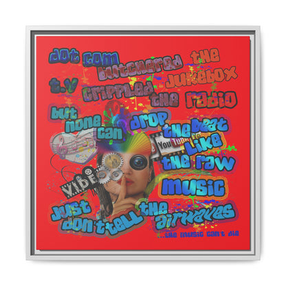 drop the beat - framed canvas art (red)