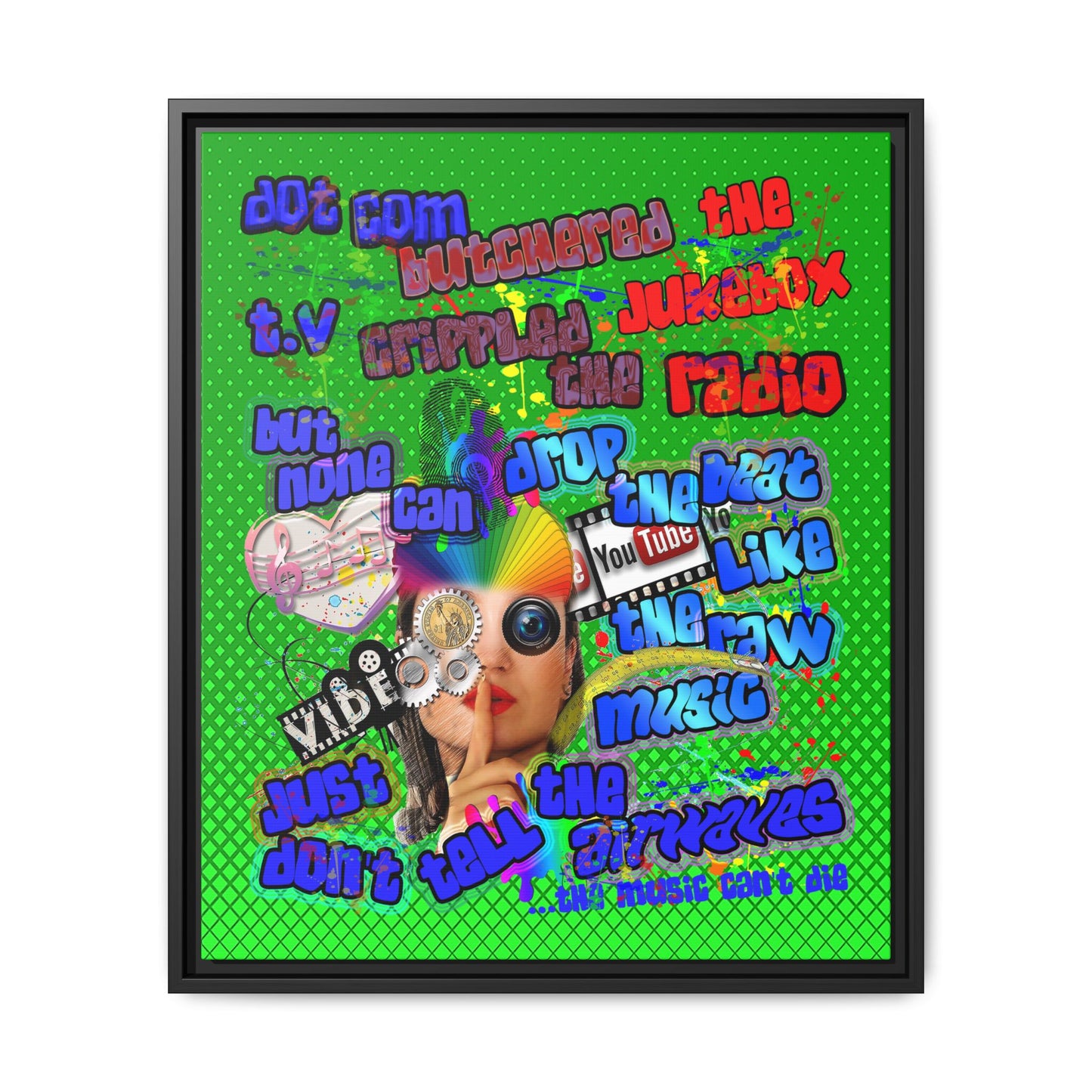 drop the beat - framed canvas art (logo green)