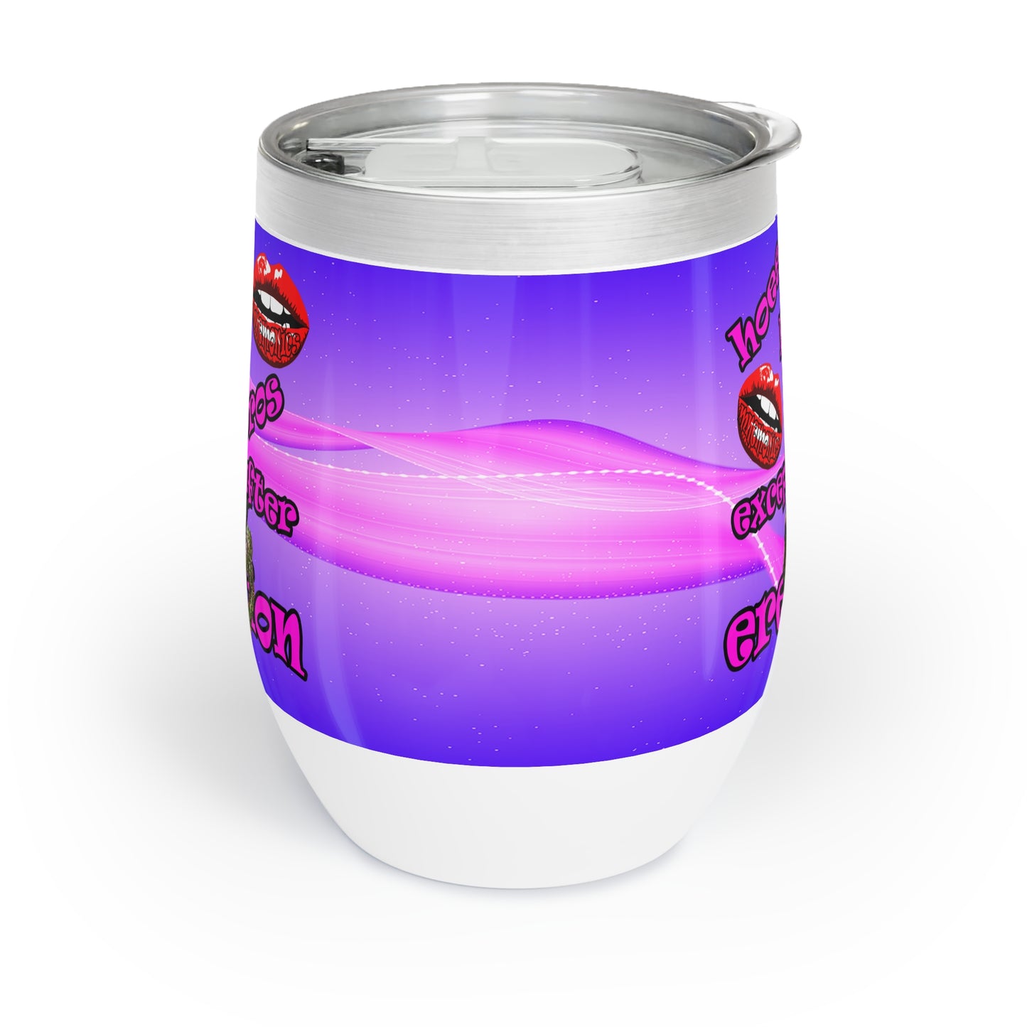 hoes b4 bros - Chill Wine Tumbler (purple-pink wave)