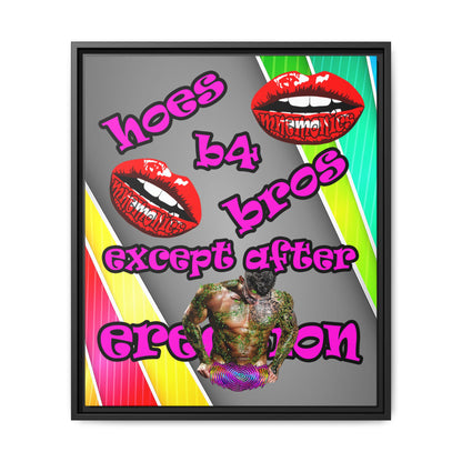 hoes b4 bros - framed canvas art (rainbow split)