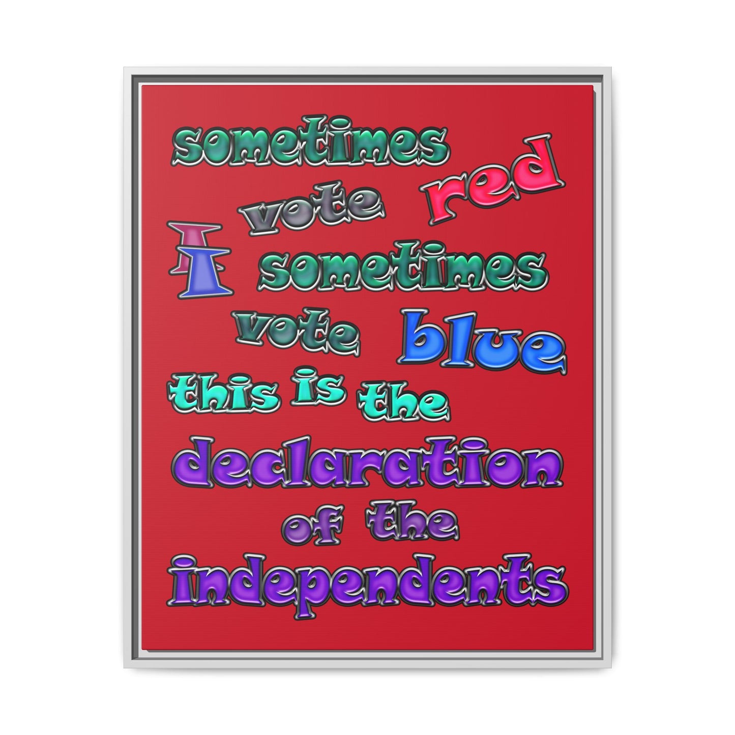 declaration of the independents - framed canvas art (dark red)