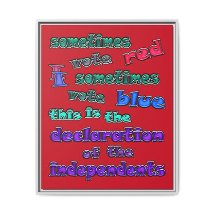 declaration of the independents - framed canvas art (dark red)