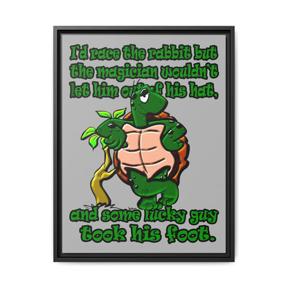 turtle race - framed canvas art (light grey)