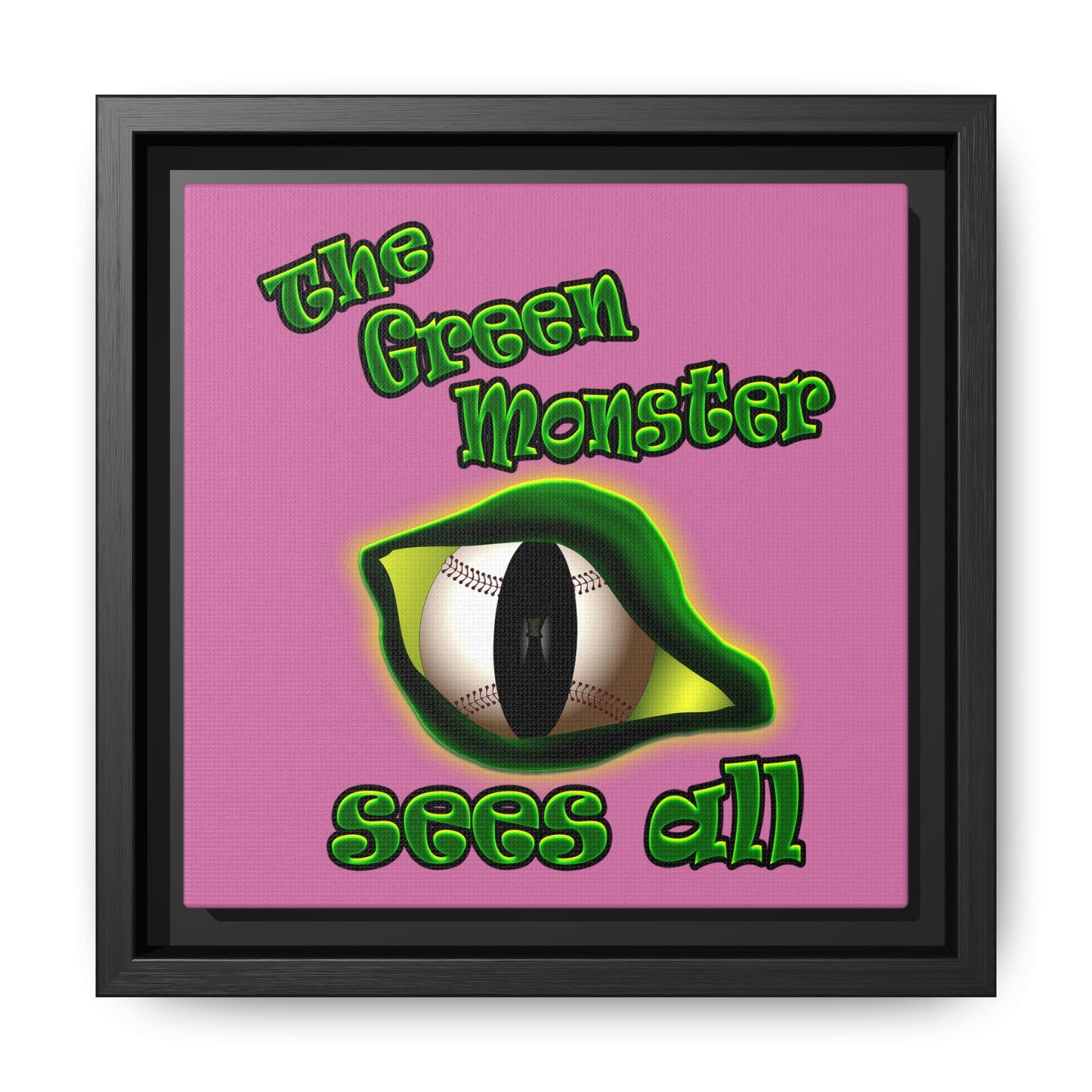 green monster - framed canvas art (light pink)