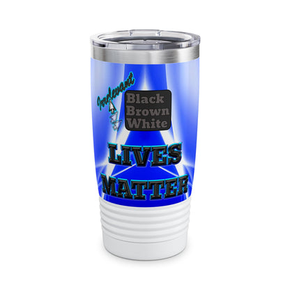 irrelevant - Ringneck Tumbler, 20oz (blue-white wave)