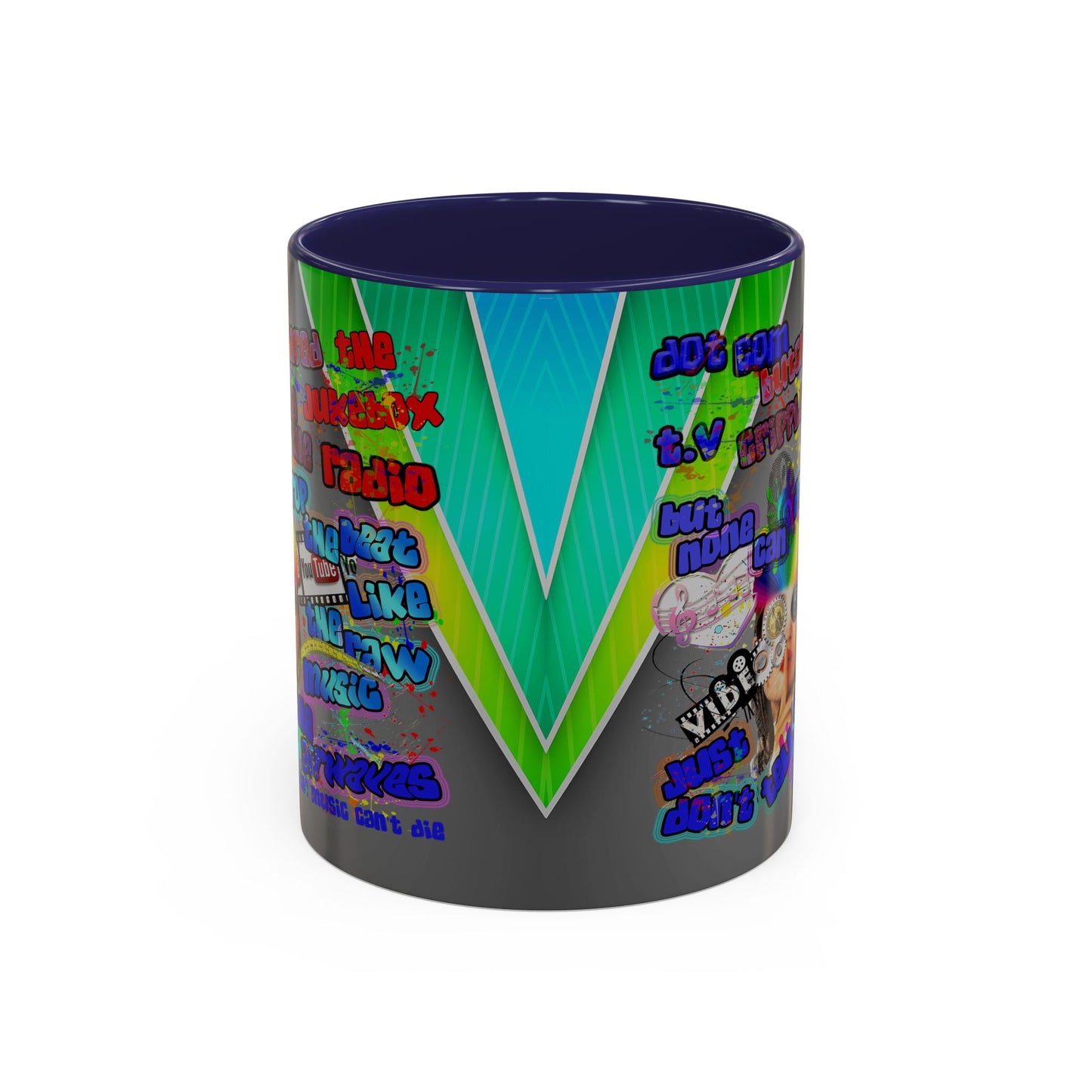 drop the beat - Accent Mug (rainbow split)