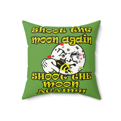 shoot the moon again - Faux Suede Square Pillow - (green)