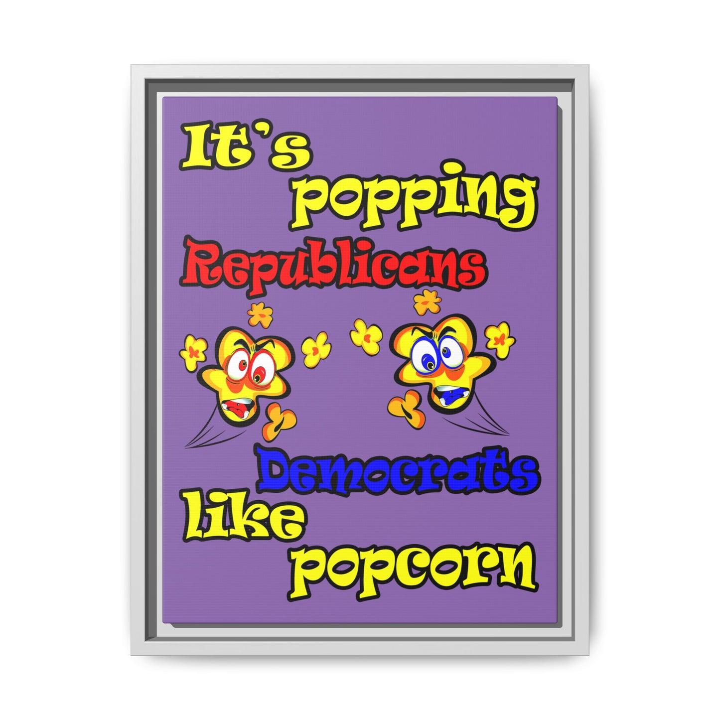 popping like popcorn - framed canvas art (light purple)