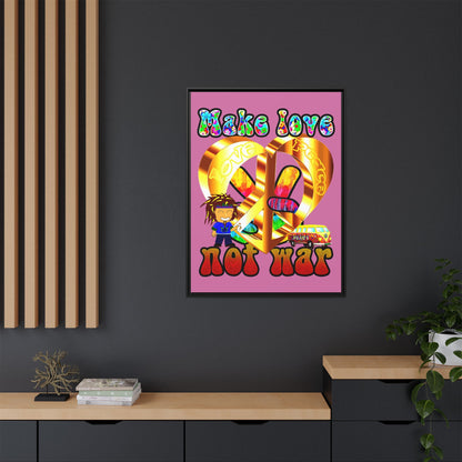 love peace - framed canvas art (light pink)
