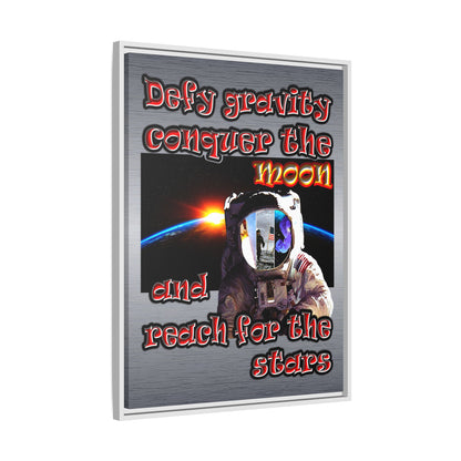 defy conquer reach - framed canvas art (brushed nickel)