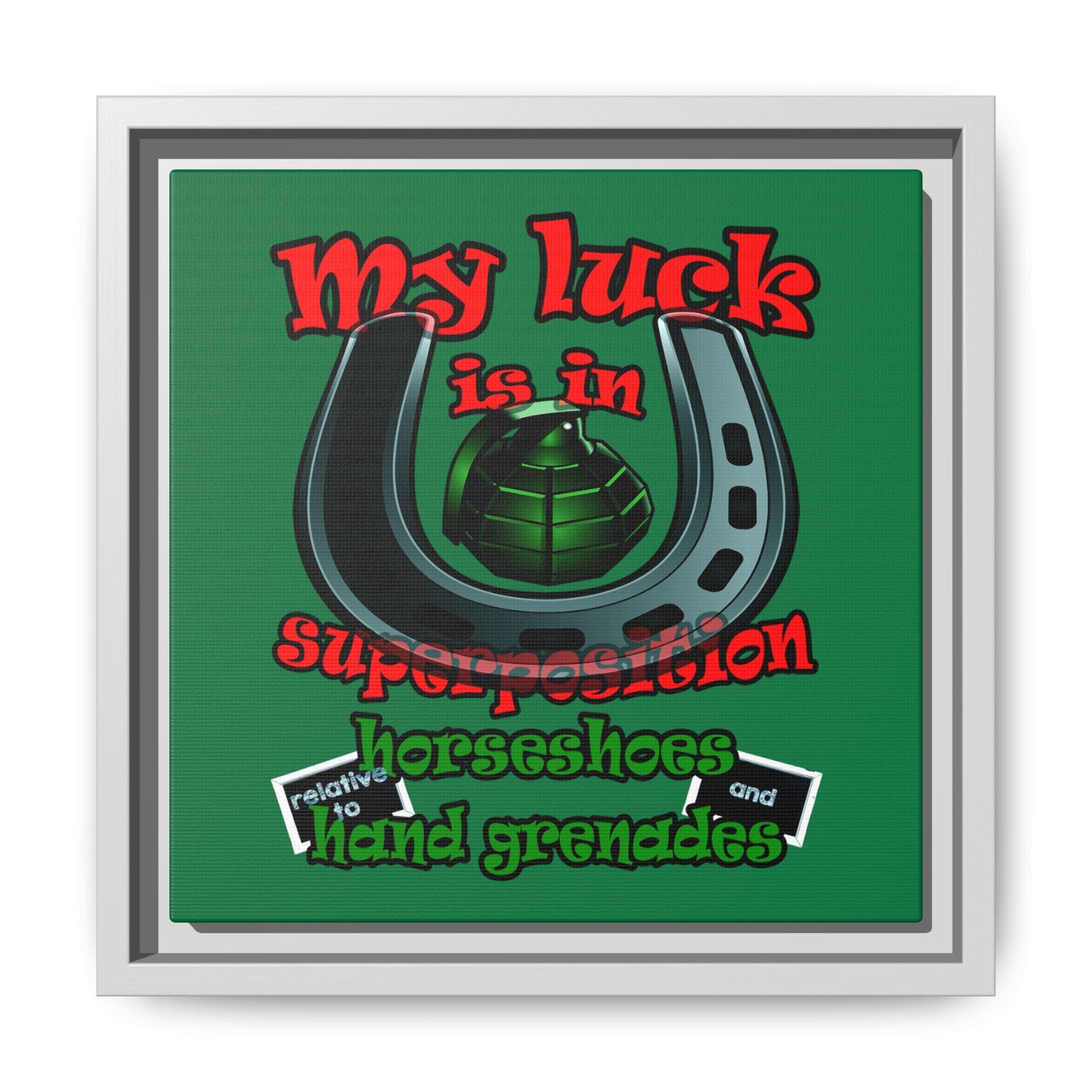 my luck - framed canvas art (dark green)