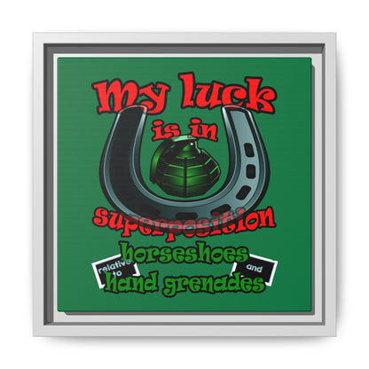 my luck - framed canvas art (dark green)