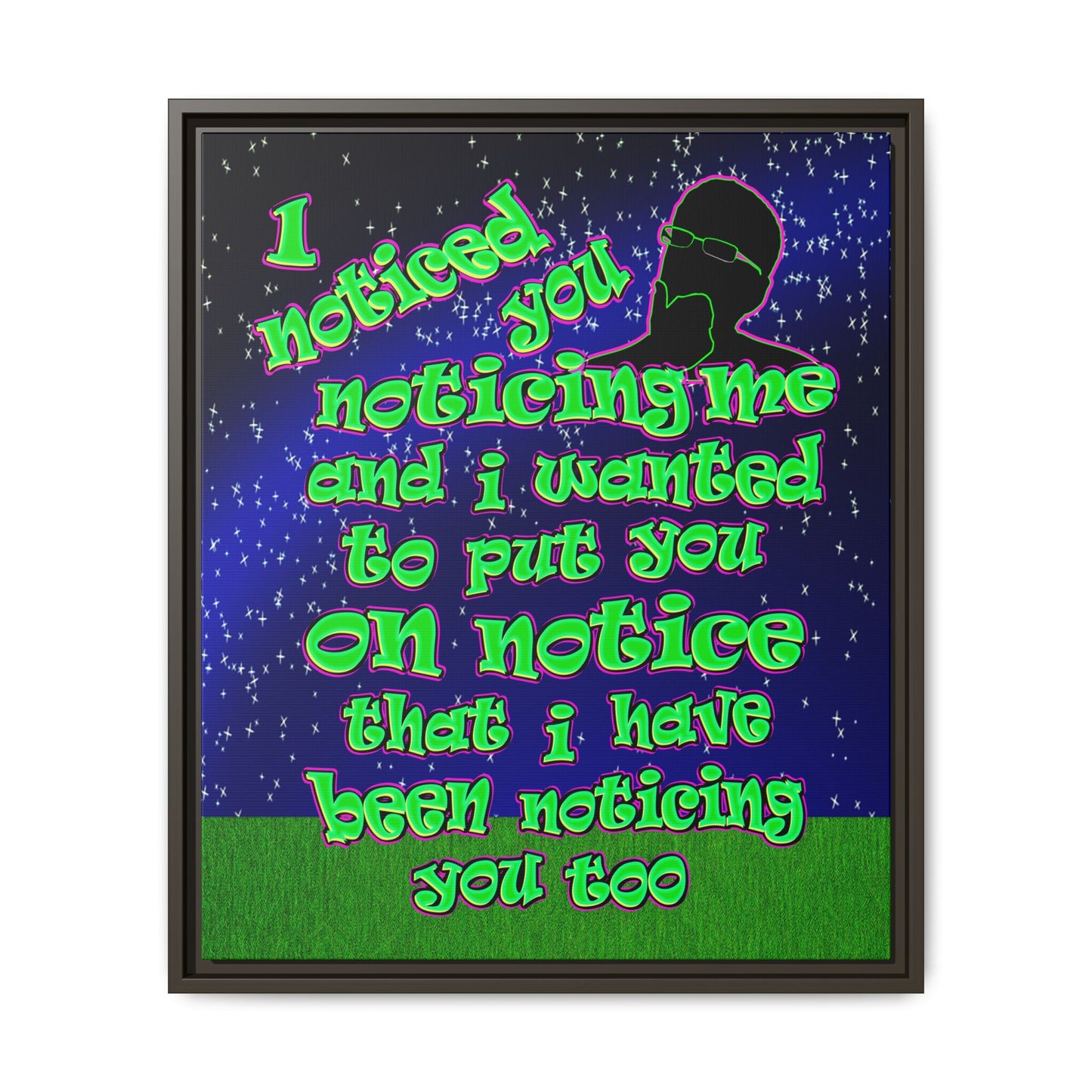 noticed you noticing - framed canvas art ('snoops' background)