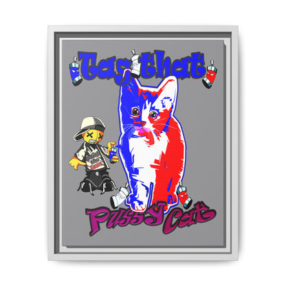 tag that - framed canvas art (grey)