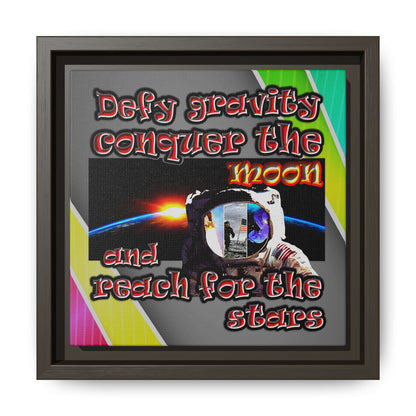 defy conquer reach - framed canvas art (rainbow split)