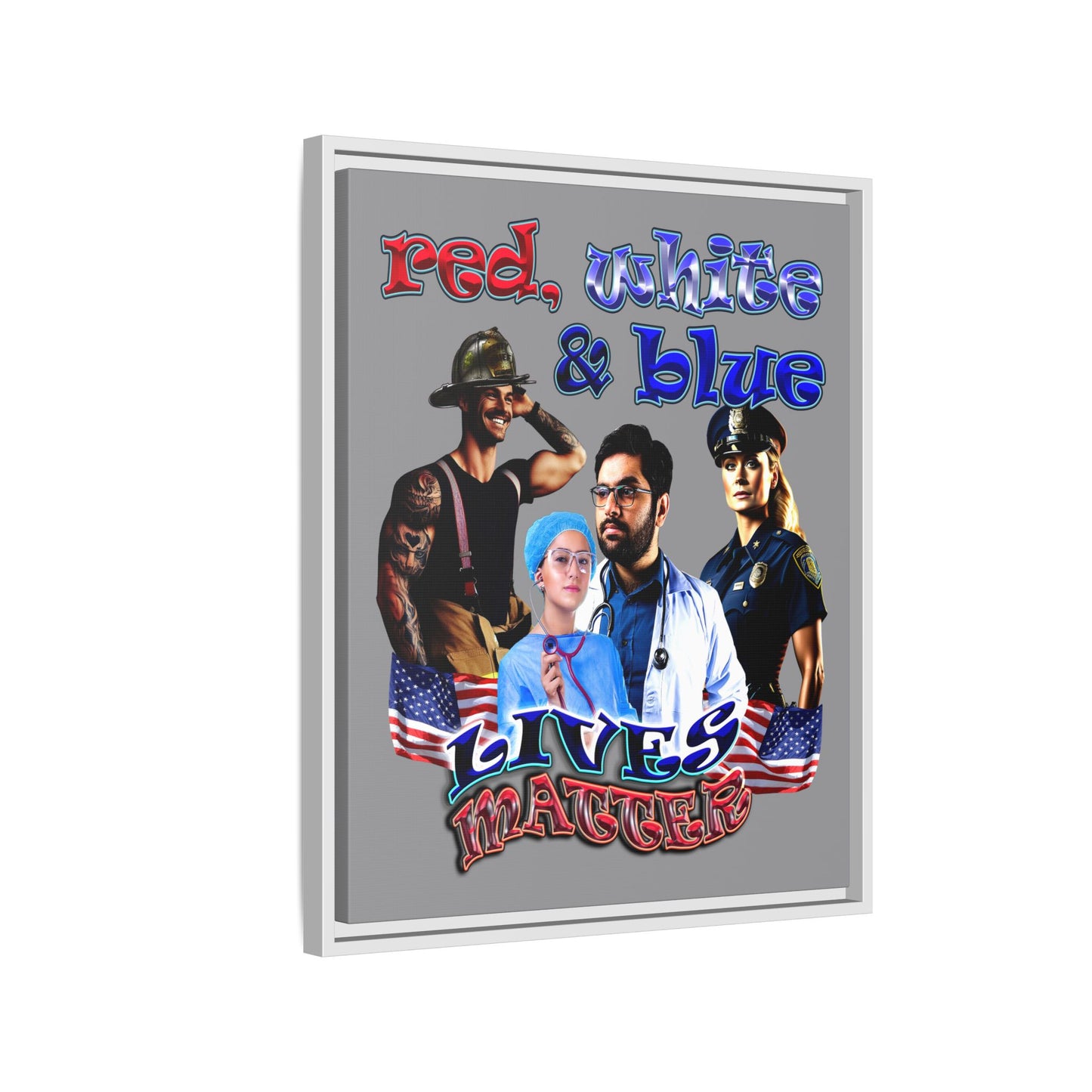 rw&b lives matter - framed canvas art (grey)
