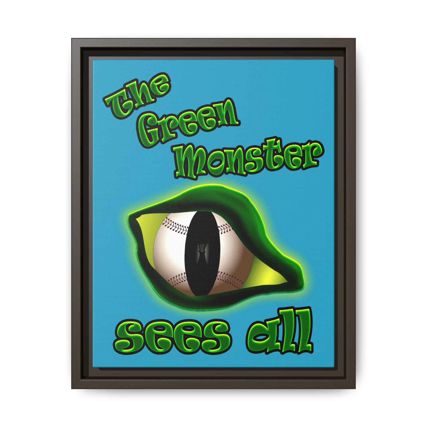 green monster - framed canvas art (turquoise)