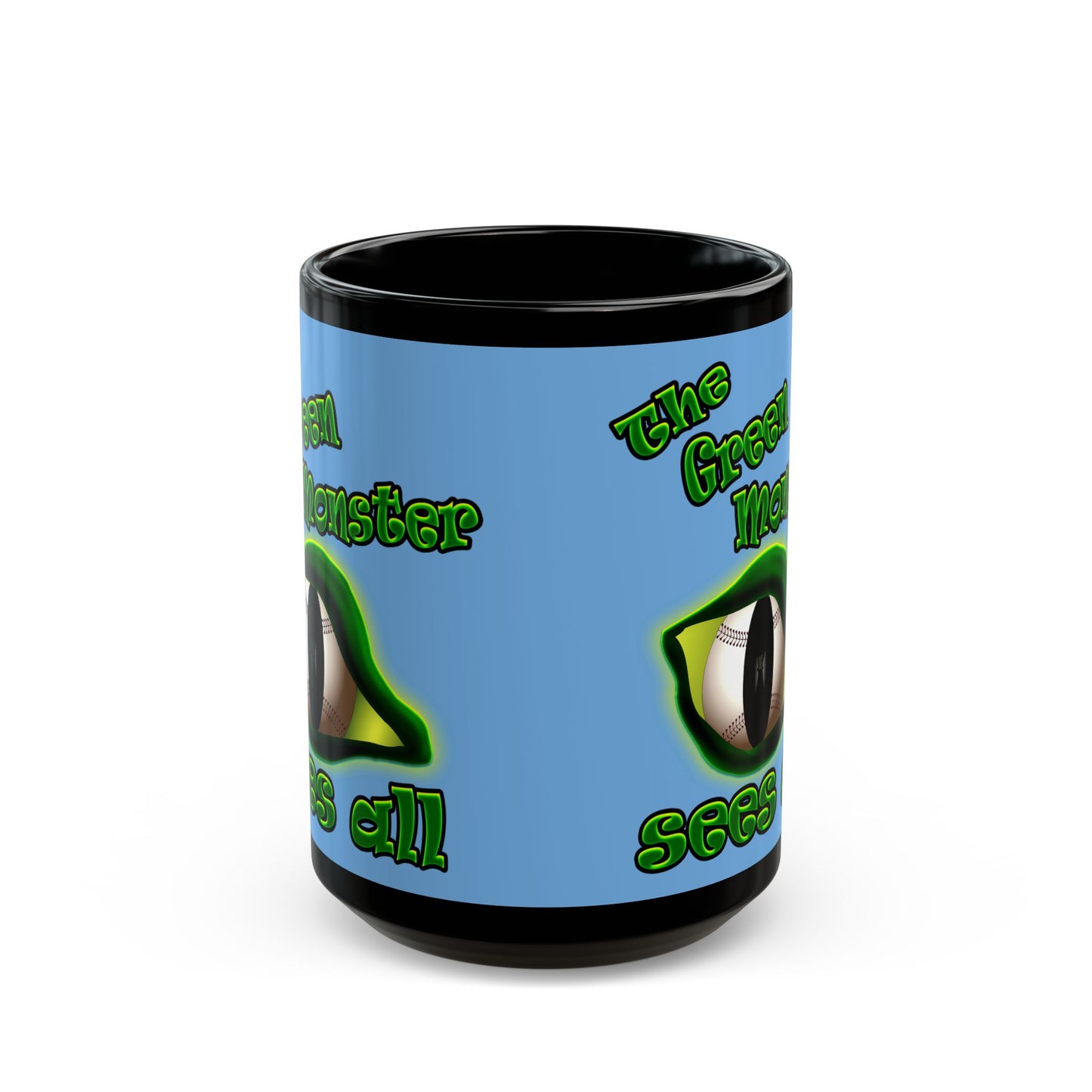 green monster - Black Mug (light blue)