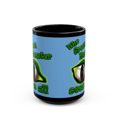 green monster - Black Mug (light blue)
