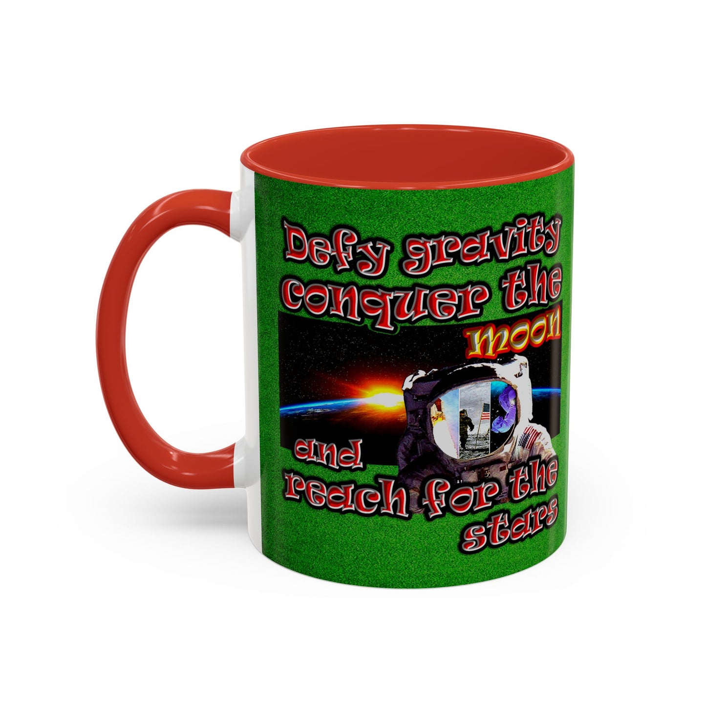 defy conquer reach - Accent Mug (green turf)