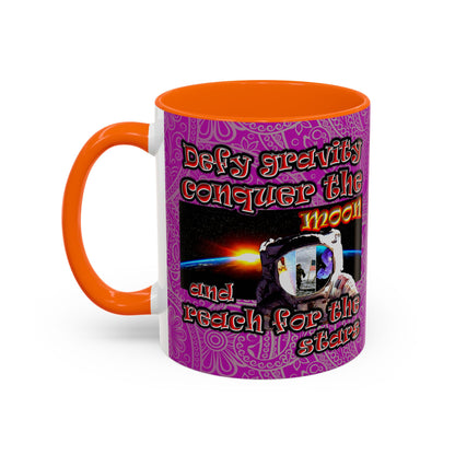 defy conquer reach - Accent Mug (pink swirl)