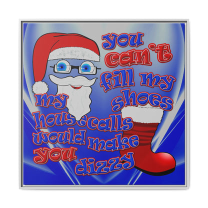santa's shoes - framed canvas art (blue-white wave)